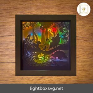 Lion King Square 3D Paper Cut Template, Light Box SVG Digital Download Files