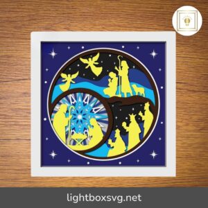 3D Nativity Scene Shadow Box, Religious Christmas SVG Paper Cut File