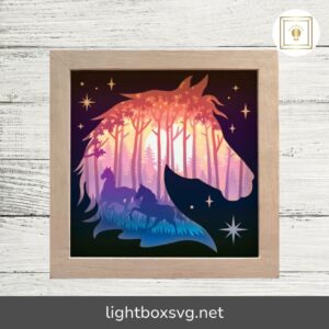 Horse Paper Cut Light Box Template, 3D Shadow Box SVG Files