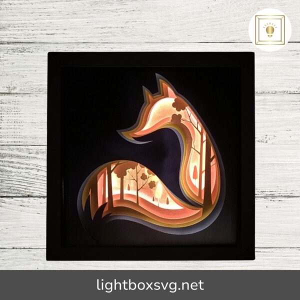 Red Fox, 3D Paper Cut Light Box Template, SVG Digital Download Files