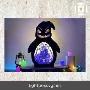 3D Halloween Knight Light Box, Oogie Boogie Lantern SVG Paper Cut File