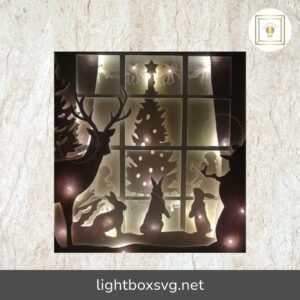 Animal Christmas Decorate Tree Scenic Papercutting 3D Shadow Box