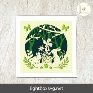 3D Easter Bunny Forest Shadowbox, SVG Paper Cut File