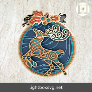 Santa's Reindeer Christmas Ball 3D Mandala SVG, Layered Files for Laser Cutting, Cricut, Glowforge, CNC