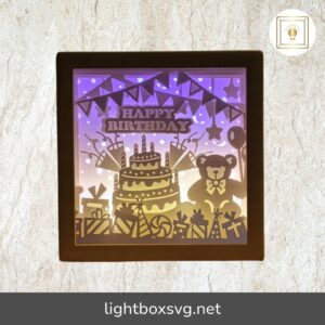 Happy Birthday Light Box, SVG Template For Cricut