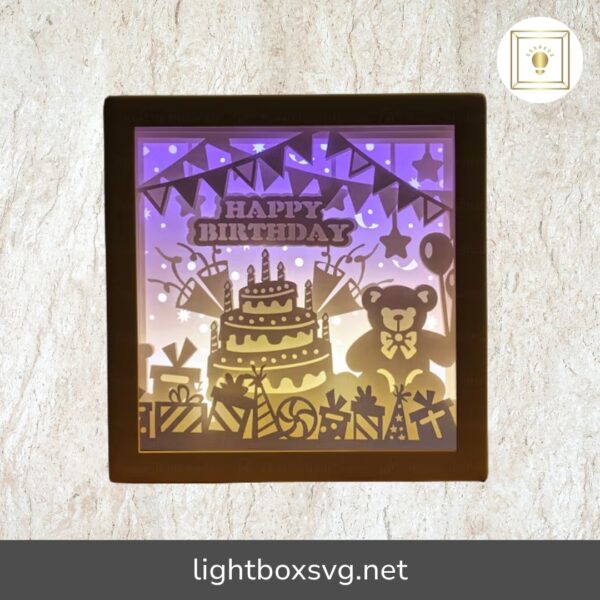 Happy Birthday Light Box, SVG Template For Cricut