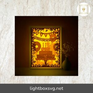 Happy Birthday Cake SVG Light Box Template