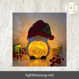 Christmas Truck Gnome Lantern Lightbox, SVG Paper Cut File