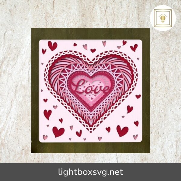 Heart Mandala 3D Shadow Box SVG, Mandala Paper Cut Lightbox