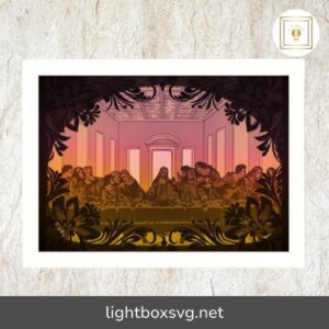 Last Supper Shadow box SVG, Da Vinci Papercut Lightbox cricut SVG