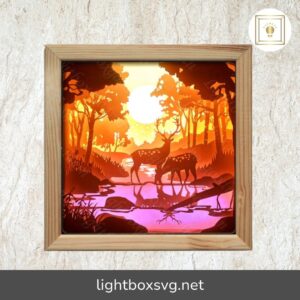 Couple Deer Shadowbox SVG, 3D Papercut Light Box SVG