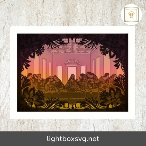 Last Supper Shadow box SVG, Da Vinci Papercut Lightbox cricut SVG