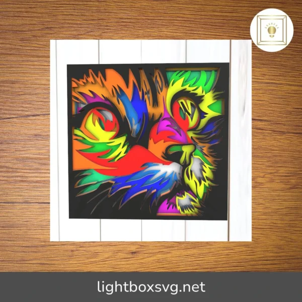 3D Cat Face Mandala SVG, Layered Laser Cut Files for Cricut & Glowforge