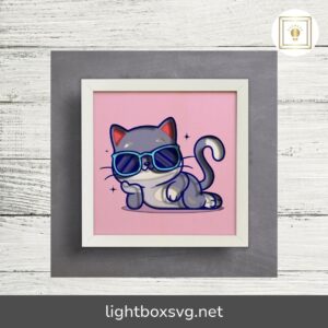 3D Cat Shadow Box SVG, Layered Paper Cut Cat Design, Cool Cat Cricut & Silhouette Files