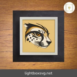 3D Cheetah Shadow Box SVG, Multilayer Wildlife Paper Cut Template for Cricut & Laser Cutting