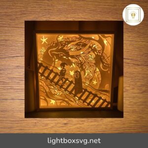 3D Dragon Lightbox SVG, Anime Shadow Box Papercut Template for Cricut