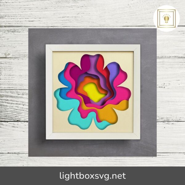3D Flower Shadow Box SVG, Layered Floral Template for Cricut & Silhouette