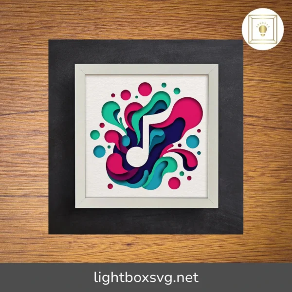 3D Musical Note Layered Shadow Box SVG, Paper Cut Template for Cricut, Silhouette, Laser Cut