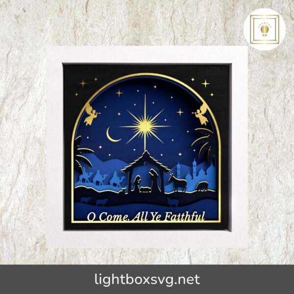 3D Nativity Scene Shadow Box SVG