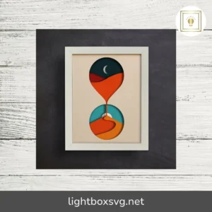 3D Sand Watch SVG, Layered Shadow Box Minimalist Bohemian Art