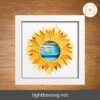 3D Sunflower Mountains Shadow Box SVG, Floral Tiny World Papercut