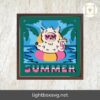 Baby Llama Summer 3D Shadow Box SVG, Cute Layered Papercut Shadow Box