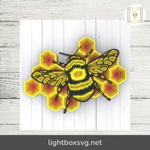Bees on Honeycombs 3D Mandala SVG, Layered Laser Cut Panel Design for Cricut & Glowforge