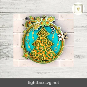 Christmas Tree Ball 3D Mandala SVG, Multilayer Laser Cut Template