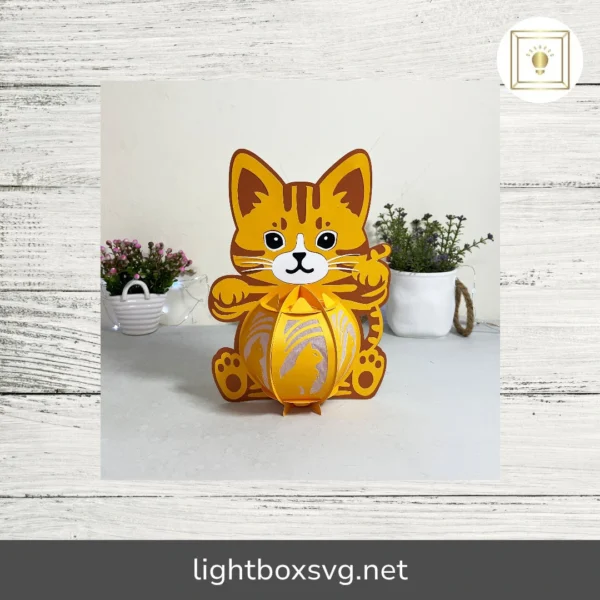 Cute Cat Lantern SVG, DIY Paper Cat Lamp Template, Cricut, Silhouette, PDF, Studio Files