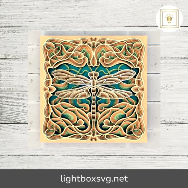 Dragonfly Art Deco 3D Layered SVG, Cricut, Laser, CNC Files for Papercut or Wood Shadow Box Decor