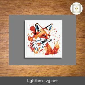 Fox Splash Art 3D Shadow Box SVG, Laser Cut Template for Cricut, Glowforge, DXF & PNG Files