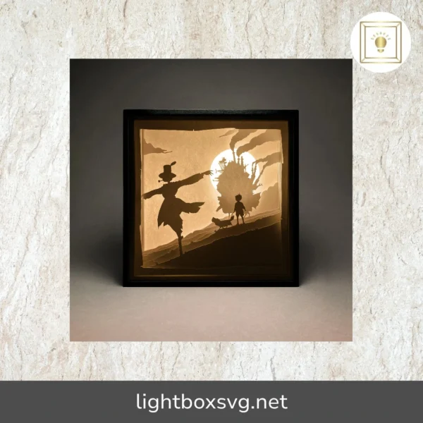 Howl’s Moving Castle Lightbox SVG, Moving Castle 3D Paper Cut File for DIY Wall Decor