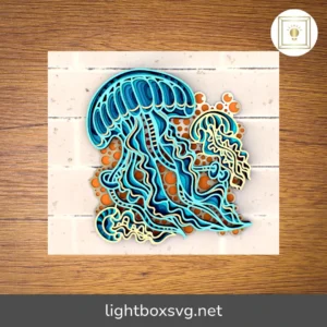 Jellyfish 3D Mandala SVG, Nautical Sea Layered Papercut Files for Cricut & CNC Router