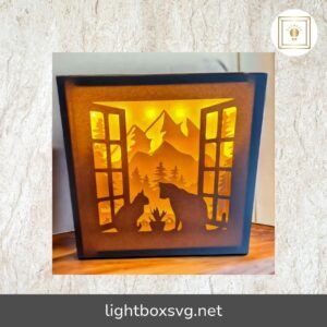 Mountain Cat Lightbox, SVG Paper Cut File