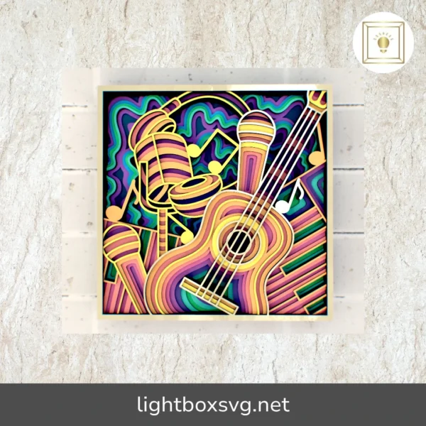 Musical Instruments 3D Mandala SVG, Multilayer Laser Cut Files