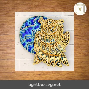 Owl and Moon 3D Mandala SVG, Fall Layered Laser Cut File