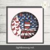 Patriotic Sunflower 3D Shadow Box SVG, 4th of July Light Box Paper Cut