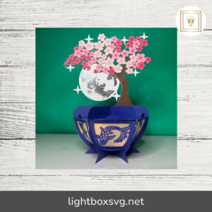 Spring Blossom Tree Lantern SVG File, Cricut & Silhouette Lantern Cut Template