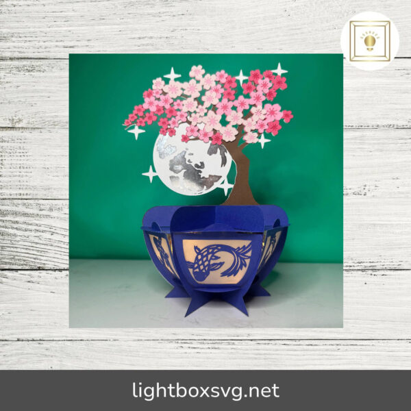 Spring Blossom Tree Lantern SVG File, Cricut & Silhouette Lantern Cut Template