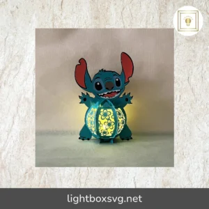 Stitch Lantern SVG, DIY Paper Cutting Lamp, Cute Character Light Box for Cricut, Cameo, ScanNcut