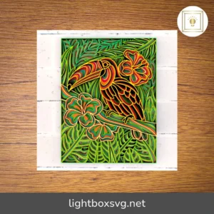 Toucan Zentangle 3D Mandala SVG, Multilayer Laser Cut Panel