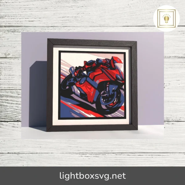 3D Ducati Motorbike Shadow Box SVG, Layered Cardstock Mandala Cut File for Cricut