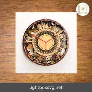 3D Four Seasons Clock SVG, Layered Mandala Laser Cut Files for Wall Art Decor
