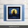 3D Haunted House Shadow Box, Full Moon Shadow Box, Graveyard 3D SVG