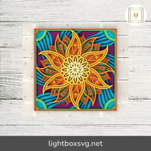 3D Mandala Sunflower Laser Cut, SVG Template For Cricut
