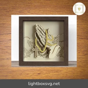 3D Praying Hands Shadow Box SVG, Christian Cricut Papercut Template