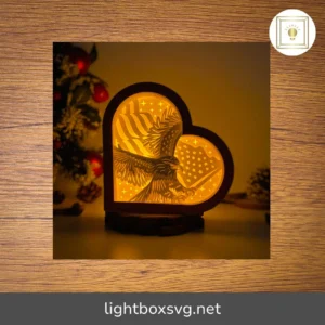 American Eagle Heart Shadow Box SVG, 3D Paper Lantern Cricut File