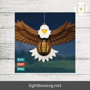 Bald Eagle 3D Lantern SVG, Patriotic Paper Lantern Template for Cricut & Laser Cutting