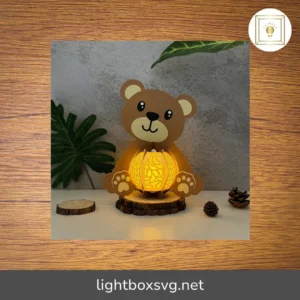 Bear Paper Lantern SVG, DIY Animal Lantern Template