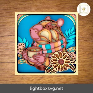 Capybara with Cocoa 3D Mandala SVG, Laser Cutting Files